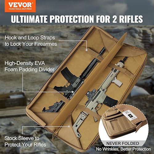 Miniatura 2 de Bolsa para rifles, bolsa táctica doble larga para pistola de 36 pulgadas, funda suave para rifle con cremallera con bloqueo, asa portátil y correa