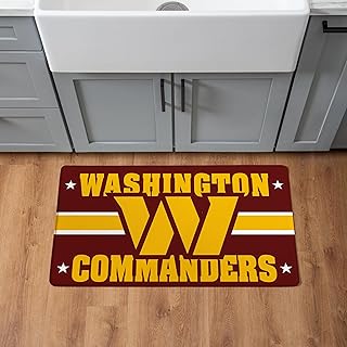 NFL Washington Commanders Indoor Entrance Mat, 30"x18" Anti-Fatigue Kitchen Mats and Rugs, Non Slip Backing, PVC Waterproof Ergonomic Comfort Mat for Entryway, Kitchen, Man Cave, Office, Sink, Laundry