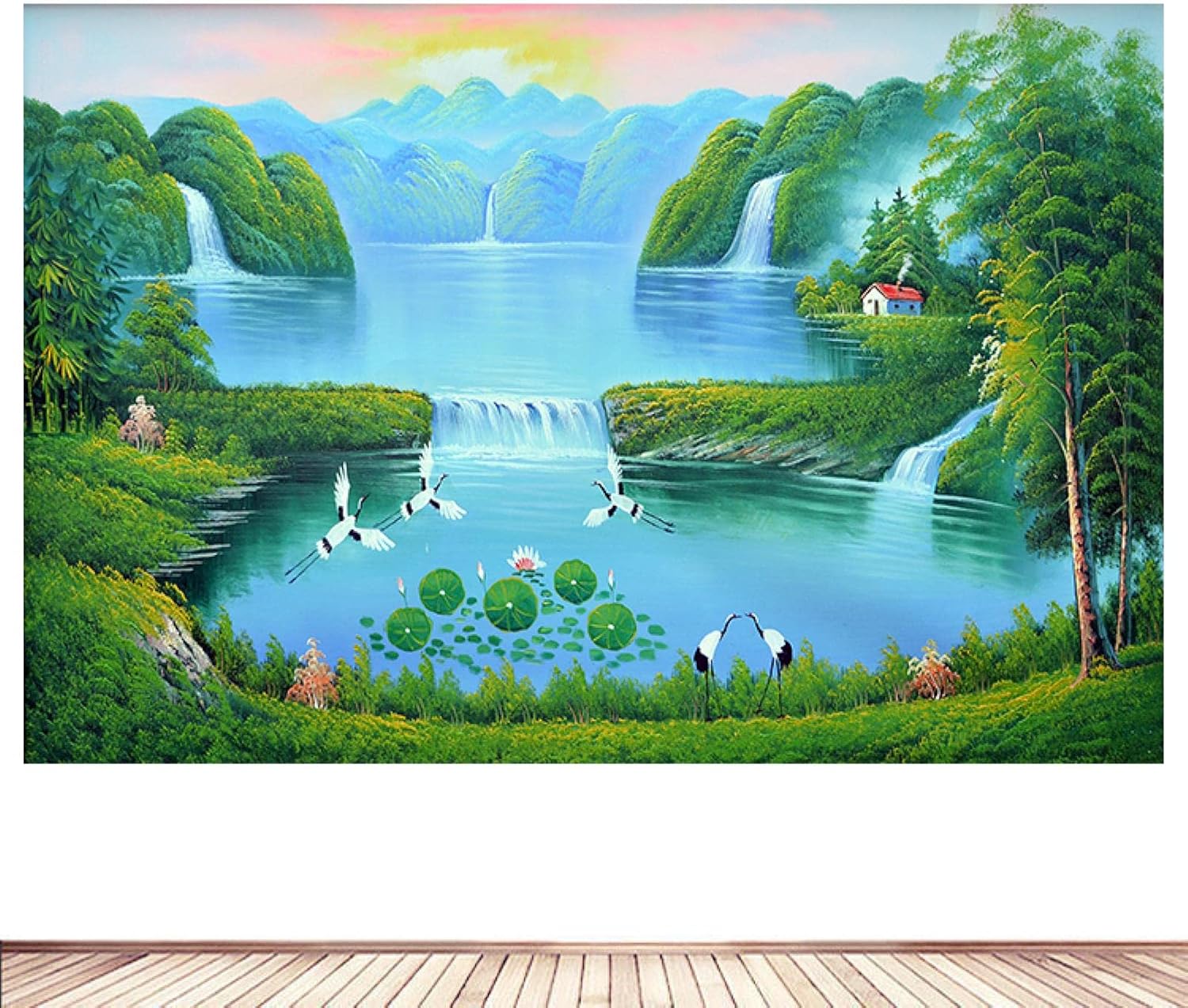 Rustic Country Waterfall Canvas Paintings. Nature Poster art Prints