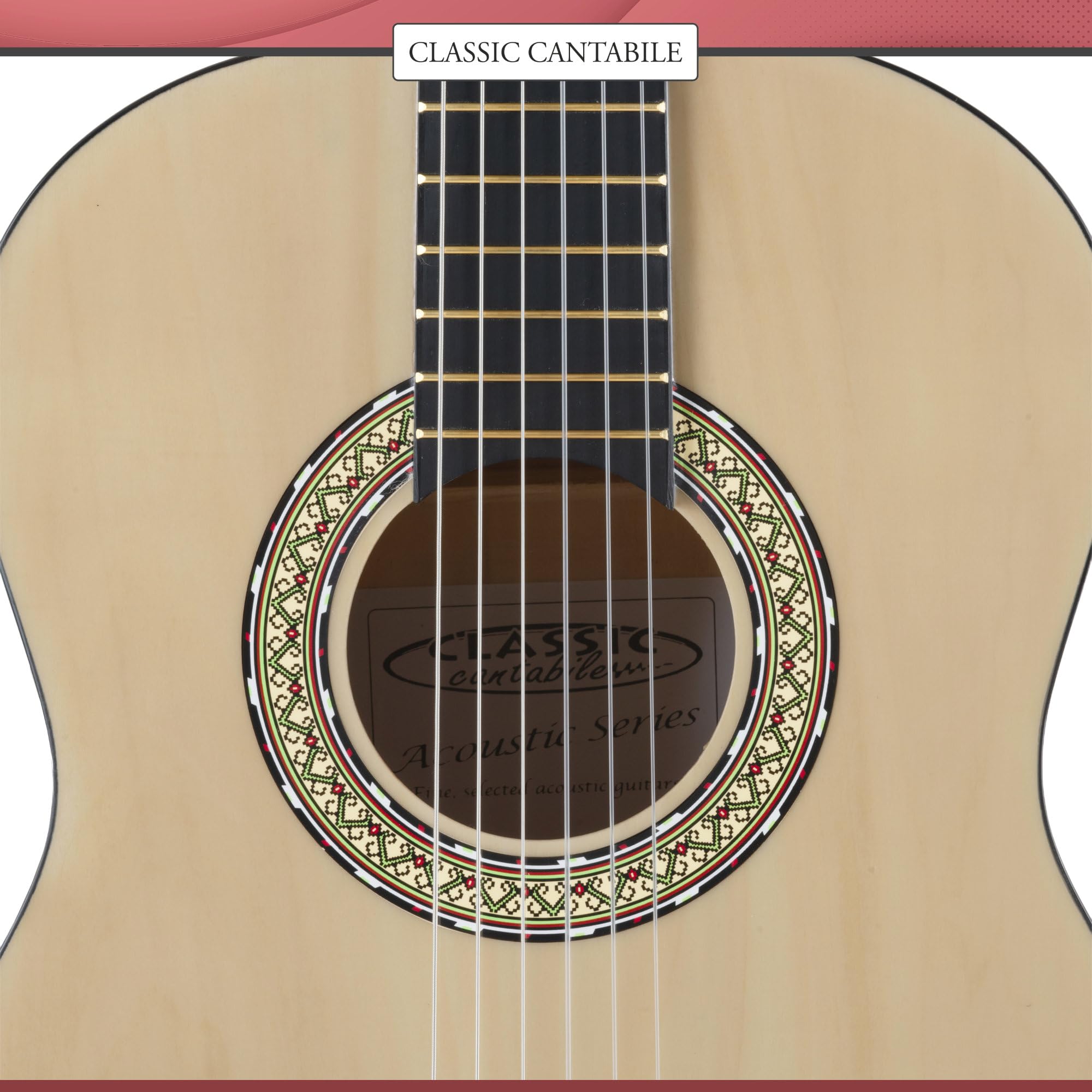 Classic Cantabile AS-851 Guitare Classique 4/4 Nature - Cordes en Nylon d'étude - Guitare de concert idéale pour débutants