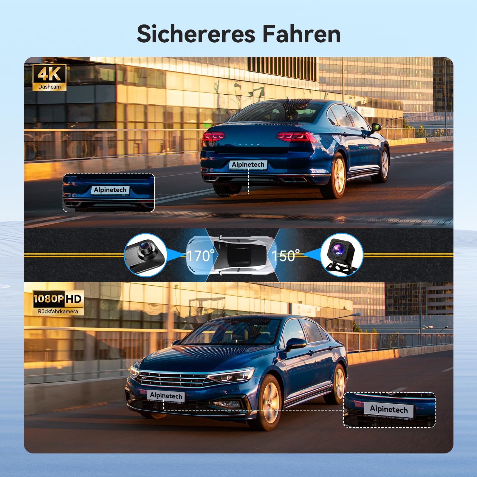 Herilary 12 Zoll 4K Rückfahrkamera Spiegel mit Wireless Android Auto CarPlay, Dashcam Spiegel mit G-Sensor, Loop-Aufnahme, Einparkhilfe, Bluetooth, Mirror Link, AUX, SD-Karte, WDR, HD Touchscreen