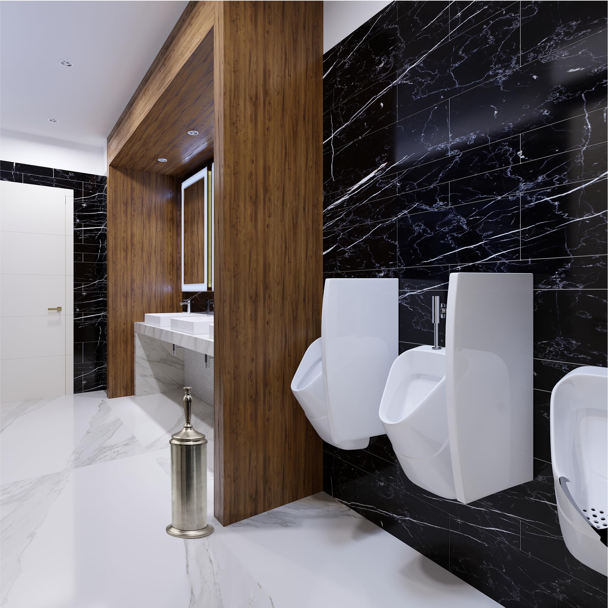 Splash Home Buena Set Scopino WC In Acciaio Inox: Con Spazzola Nascosta E Disco Antispruzzo | Cromato 38 Cm - 3