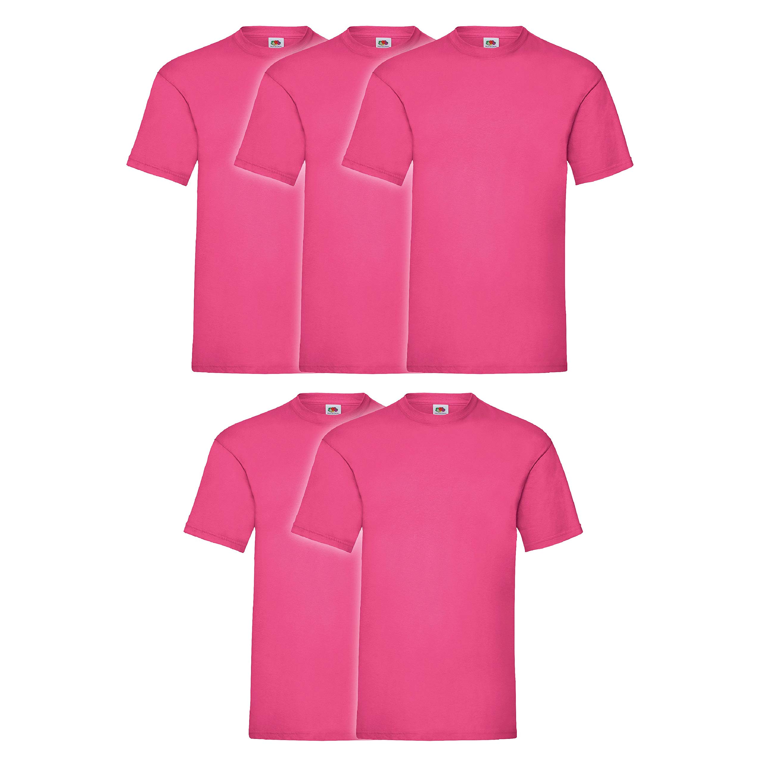 Fruit of The Loom Valueweight Herren-T-Shirt, kurzärmelig, 5 Stück, Fuchsia, M