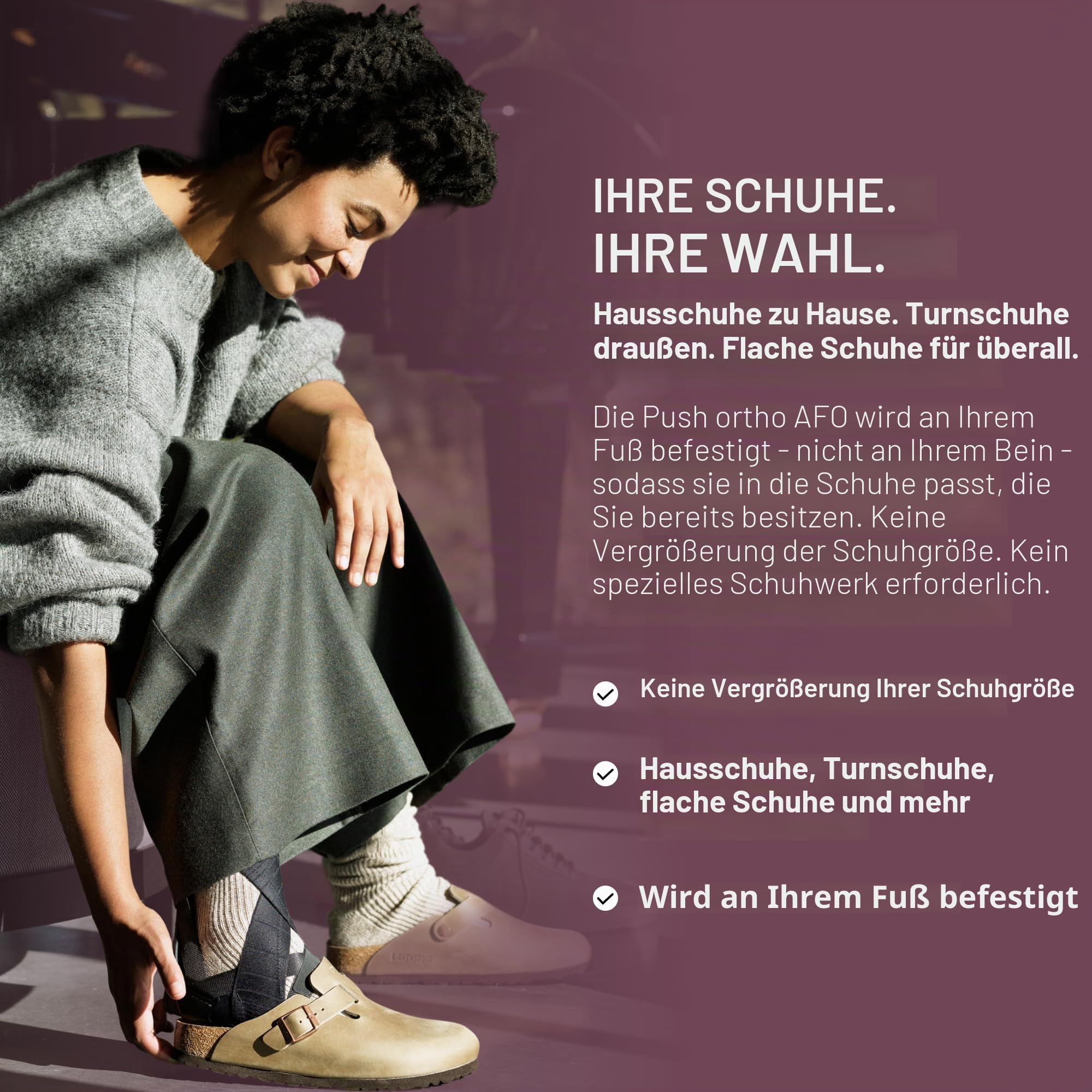 PUSH Ofa ortho Fußheberorthese AFO 1 schwarz/aubergine links