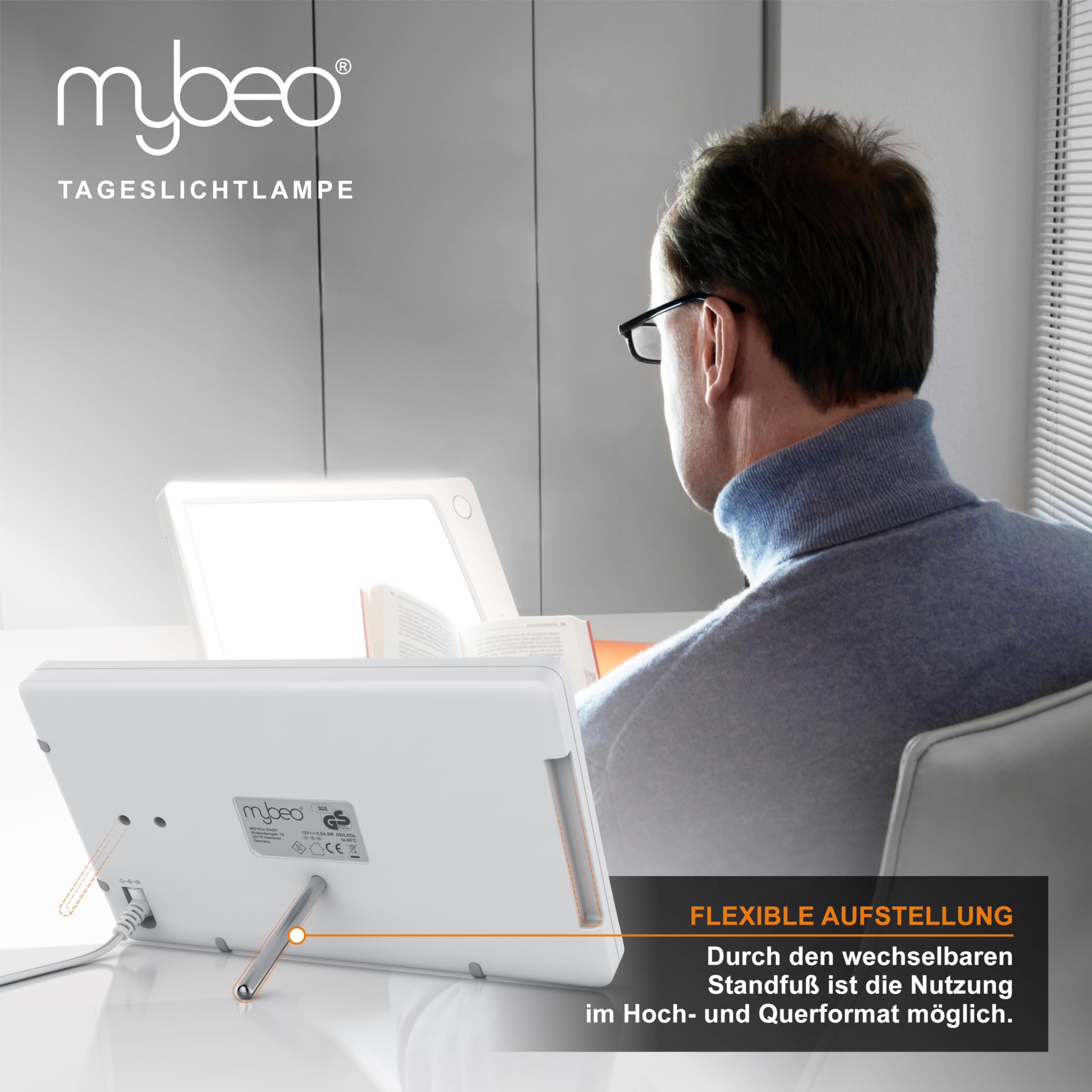 CSL-Computer MyBeo Tageslichtlampe Tageslichtsimulation dimmbar 3 Helligkeitsstufen Lichttherapie flimmerfrei UV-frei
