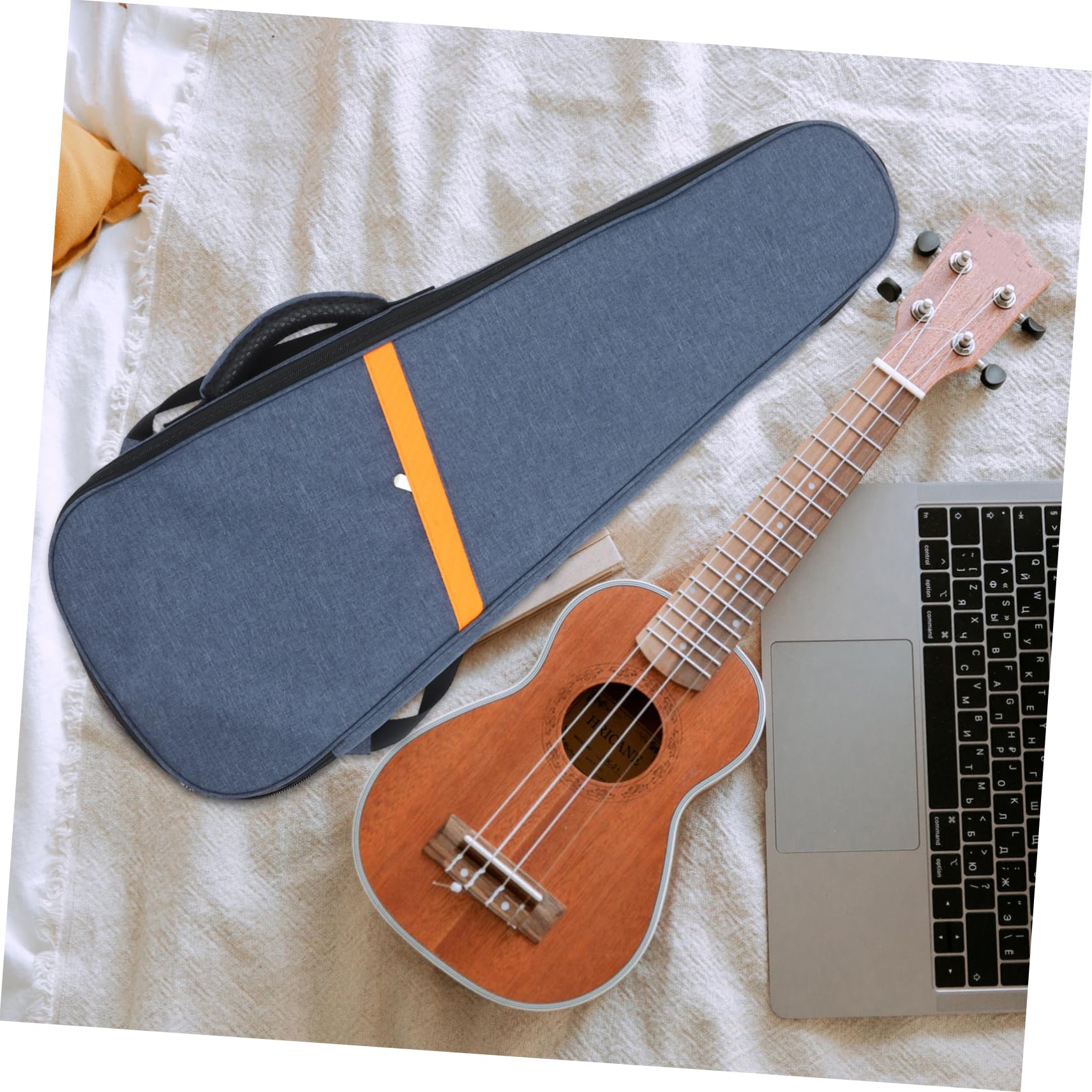 Paquet de Rangement Construction Robuste et Léger pour Ukulélé 26 Pouces en Tissu Oxford Bleu Mousse Épaisse pour Séances de Pratique et Concerts