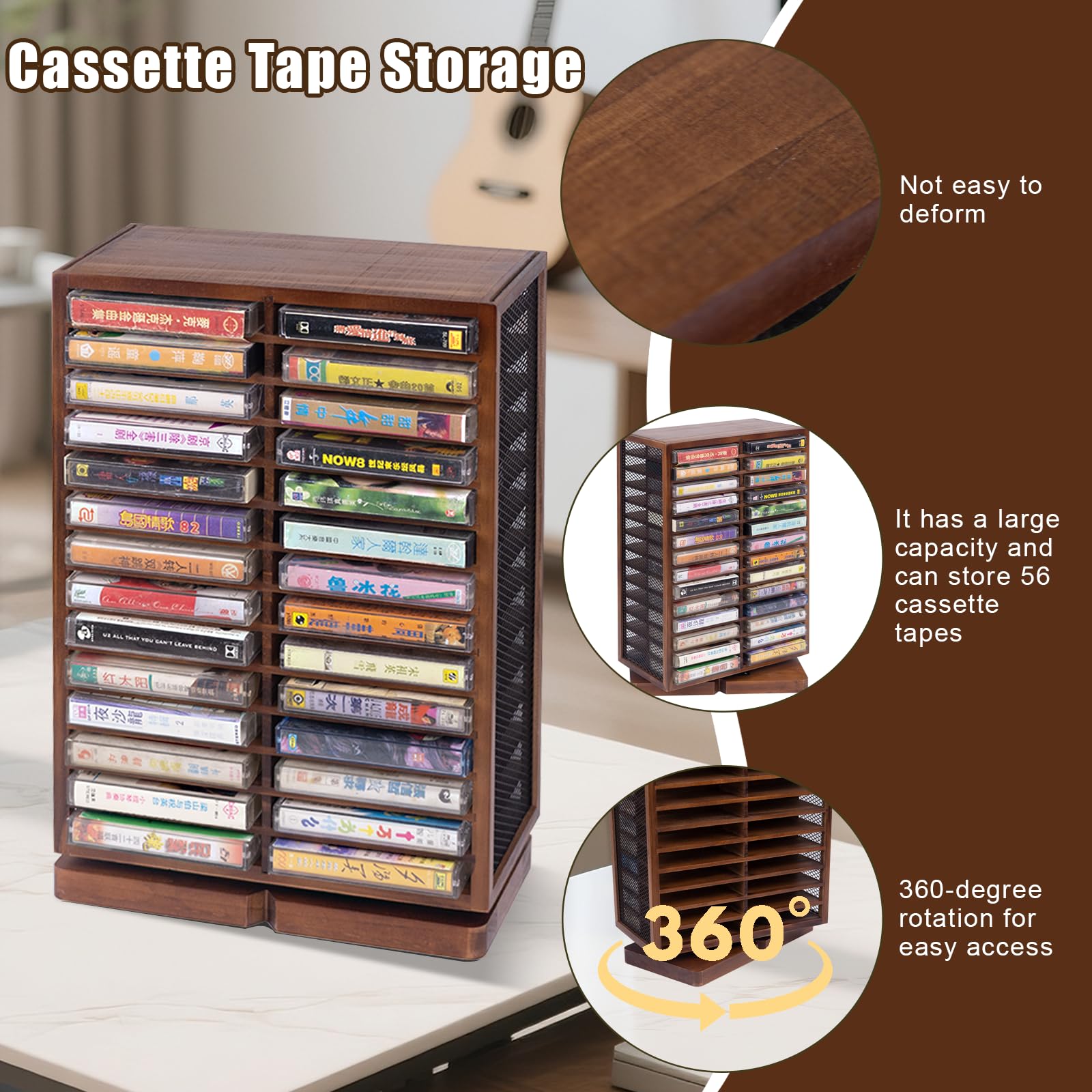 Amazon.co.jp: カセットテープ収納ボックス 木製カセットラック 木製