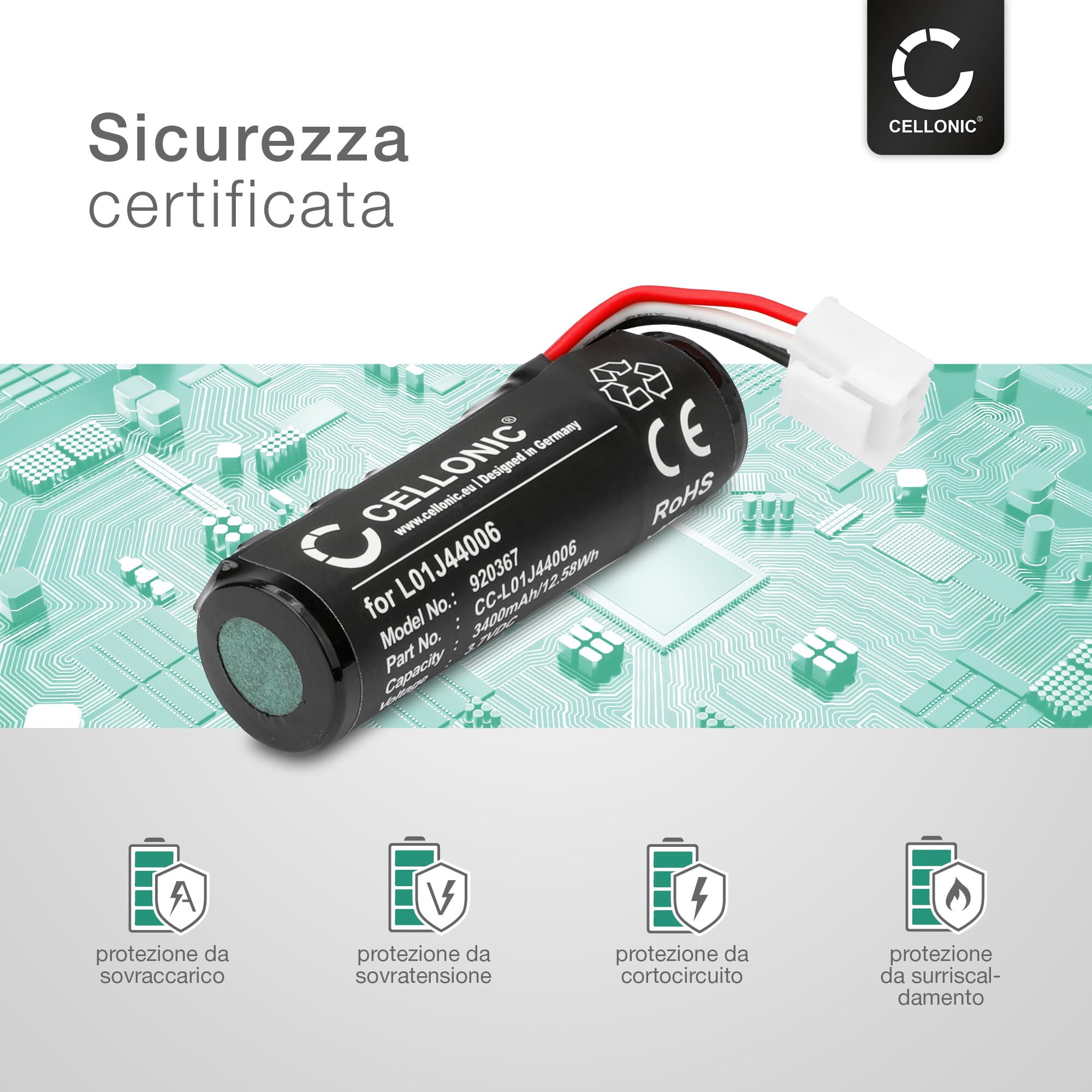 CELLONIC 2x Batteria compatibile con Ingenico Move 3500, 2500 | 2x, (3400mAh-3.7V-Ioni di Litio), Terminale di pagamento / POS Batteria per Ingenico Move 3500, 2500, 295006044, IWL251 NFC
