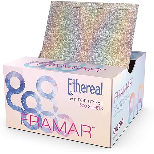 Framar Ethereal Hair Foils For Highlighting - Pop Up Hair Foil, Highlight Foils For Hair, Aluminum Foil Sheets, Salon Foils For Hair Stylist, Hair Dye Supplies, Non Slip 500 Pop Up Foil Sheets