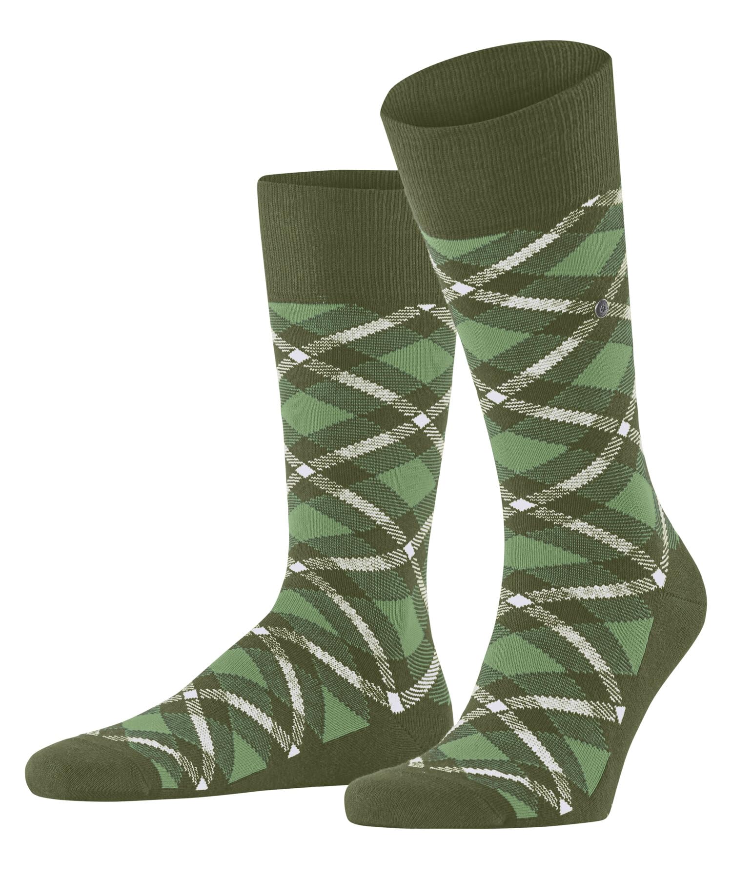 Burlington Men's Green Salvia 7472 Tartan M So Cotton Patterned Socks 1 Pair, 6.5-11