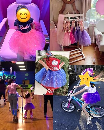 Miniatura 4 de Falda tutú con lentejuelas y estrellas para niñas pequeñas, vestido de ballet de princesa para 0-6 años, falda tutú de tul elástica brillante de 3