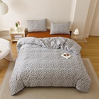 Vista 145 de Luxlovery - Juego de edredón azul neblina, tamaño matrimonial, minimalista, azul polvoriento, edredones de algodón suaves y transpirables, azul