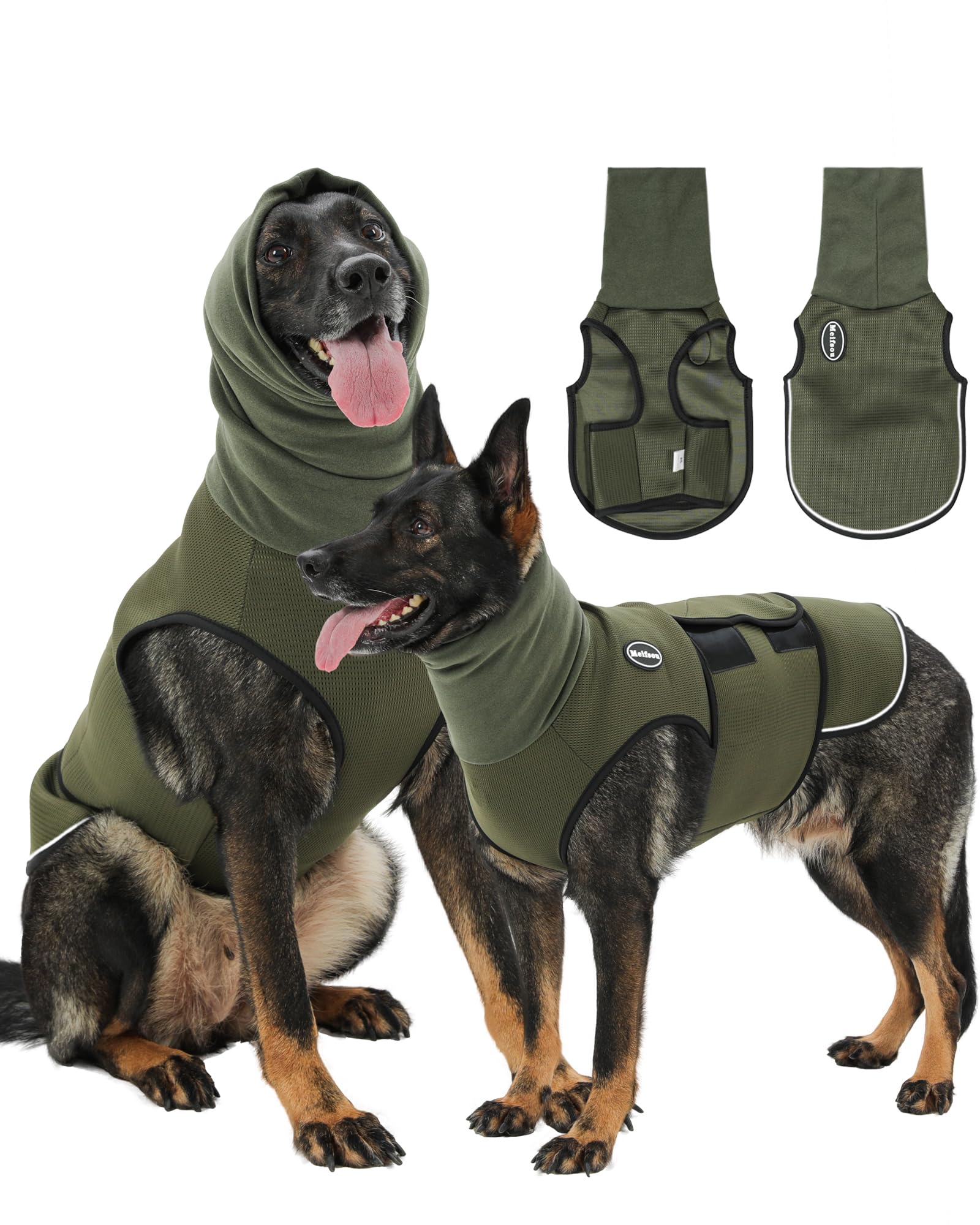 Meifsou Dog Anxiety Vest with Hood Army Green 2XL