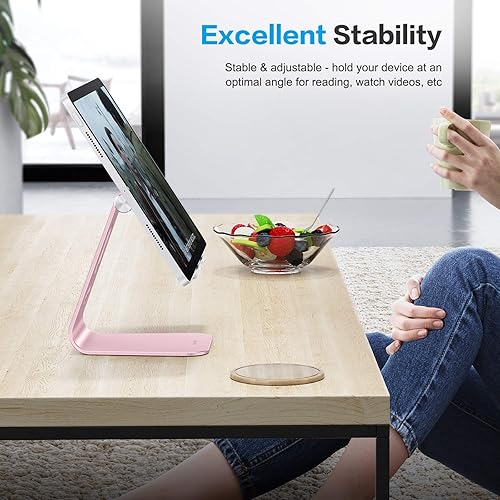Miniatura 6 de OMOTON Soporte ajustable para tablet de escritorio, brazos más largos mejorados para una mayor estabilidad, soporte para tableta T2 con diseño hueco