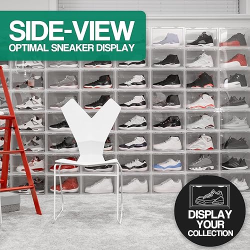 Miniatura 2 de OLLIE Cajas de almacenamiento de zapatos XL, organizador plegable y apilable de almacenamiento de zapatos para armario, caja de almacenamiento