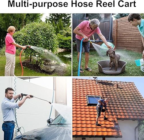 Miniatura 2 de Dkeli Carro de manguera Carro de manguera de jardín con ruedas Carrito de manguera de agua portátil resistente 4 ruedas para patio al aire libre