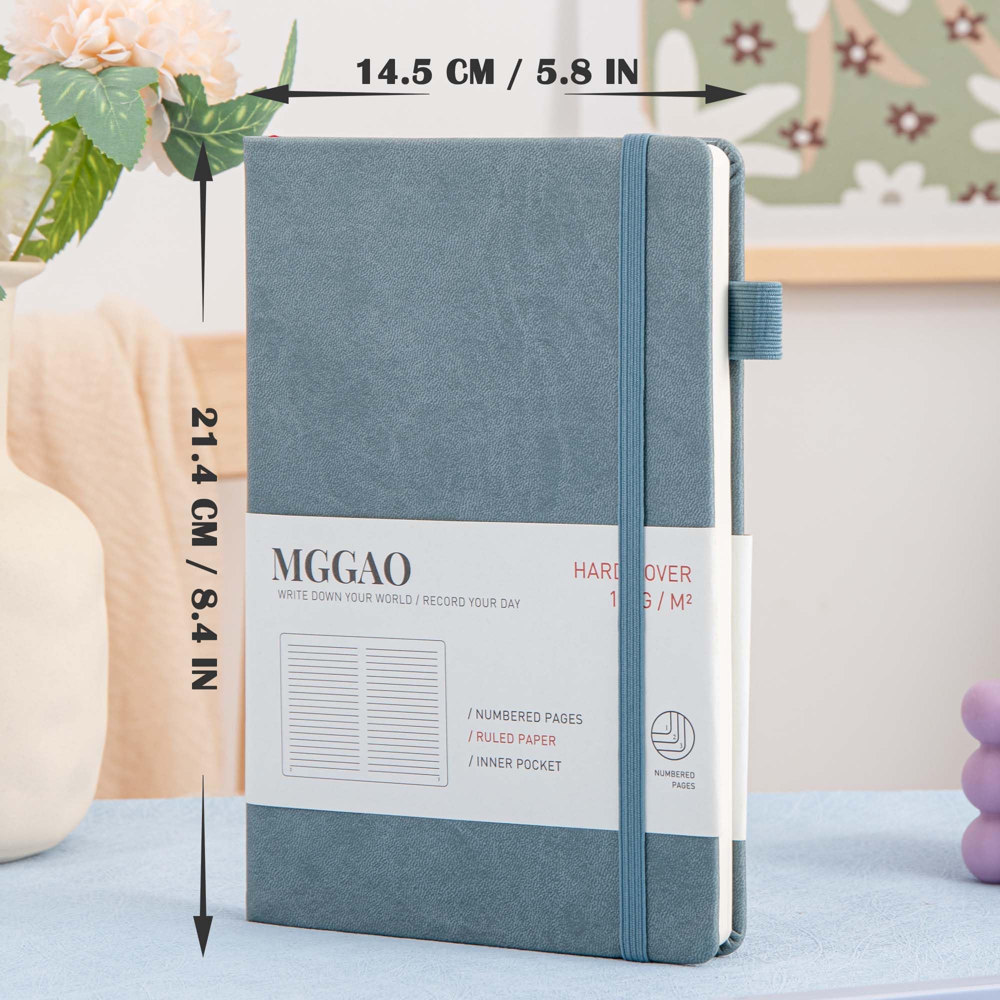 MGGAO A5 Ruled Journal 100 GMS Lined Thick Paper with 188 Numbered Pages Premium Leather Hardcover Notebook for Personal Writing Study Office Travel Recording (Blue,Ruled) - Image 2