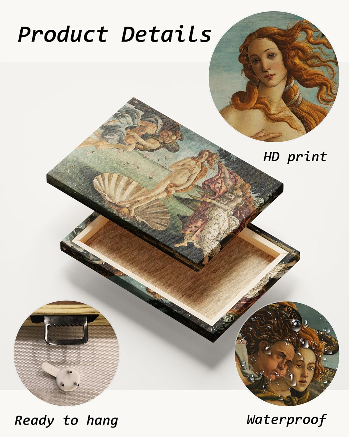 Birth of Venus Canvas Prints - Wrapped Gallery Canvas Wall Art - Classical Renaissance Decor for Living Room, Bedroom, Office - Vintage Masterpiece Artwork for Apartment and Home Decor 16''x24''