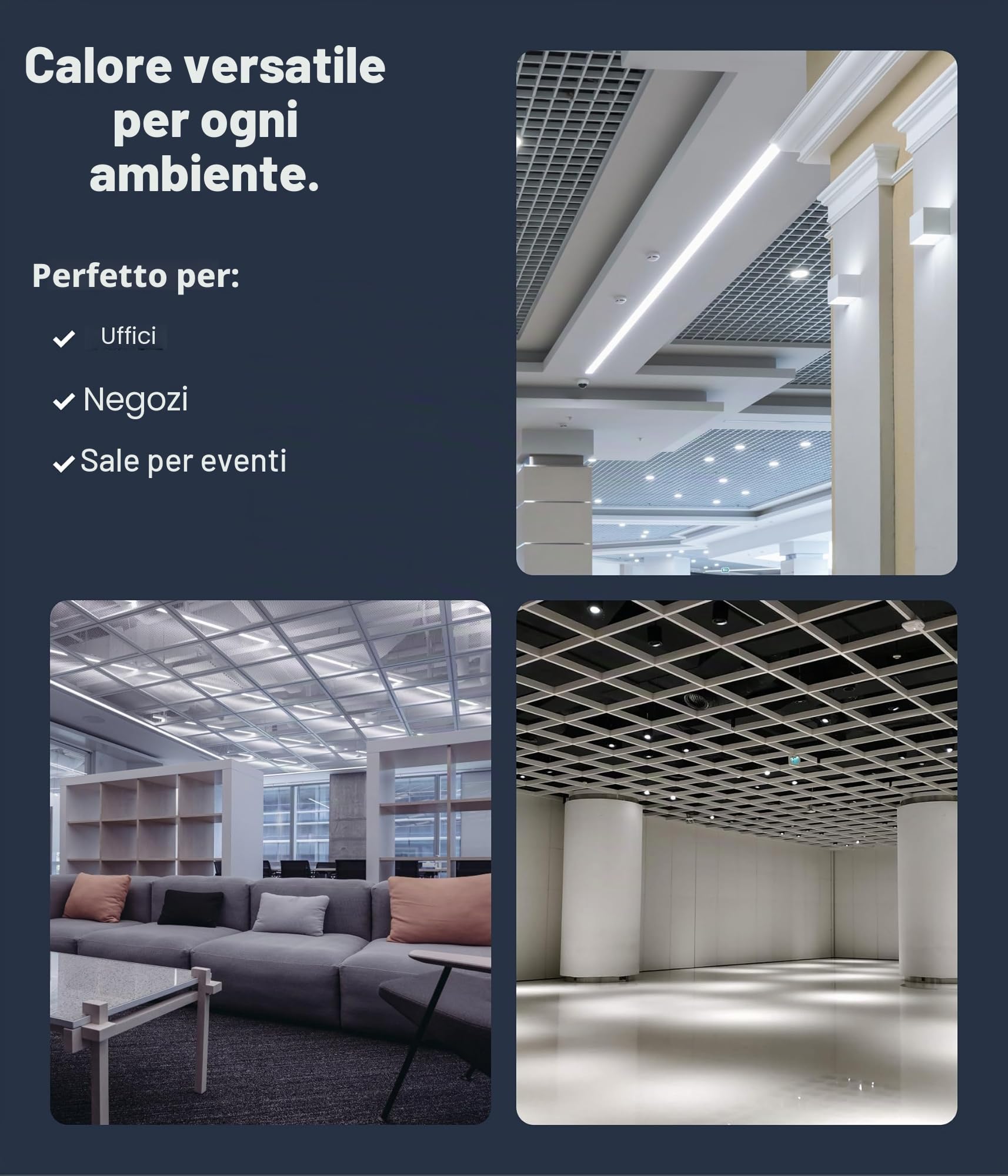 UMBRELLA® CF riscaldatore a infrarossi 60×60 cm 360 W con termostato TH12 – pannello riscaldante Carbon Crystal per parete, soffitto e controsoffitti modulari