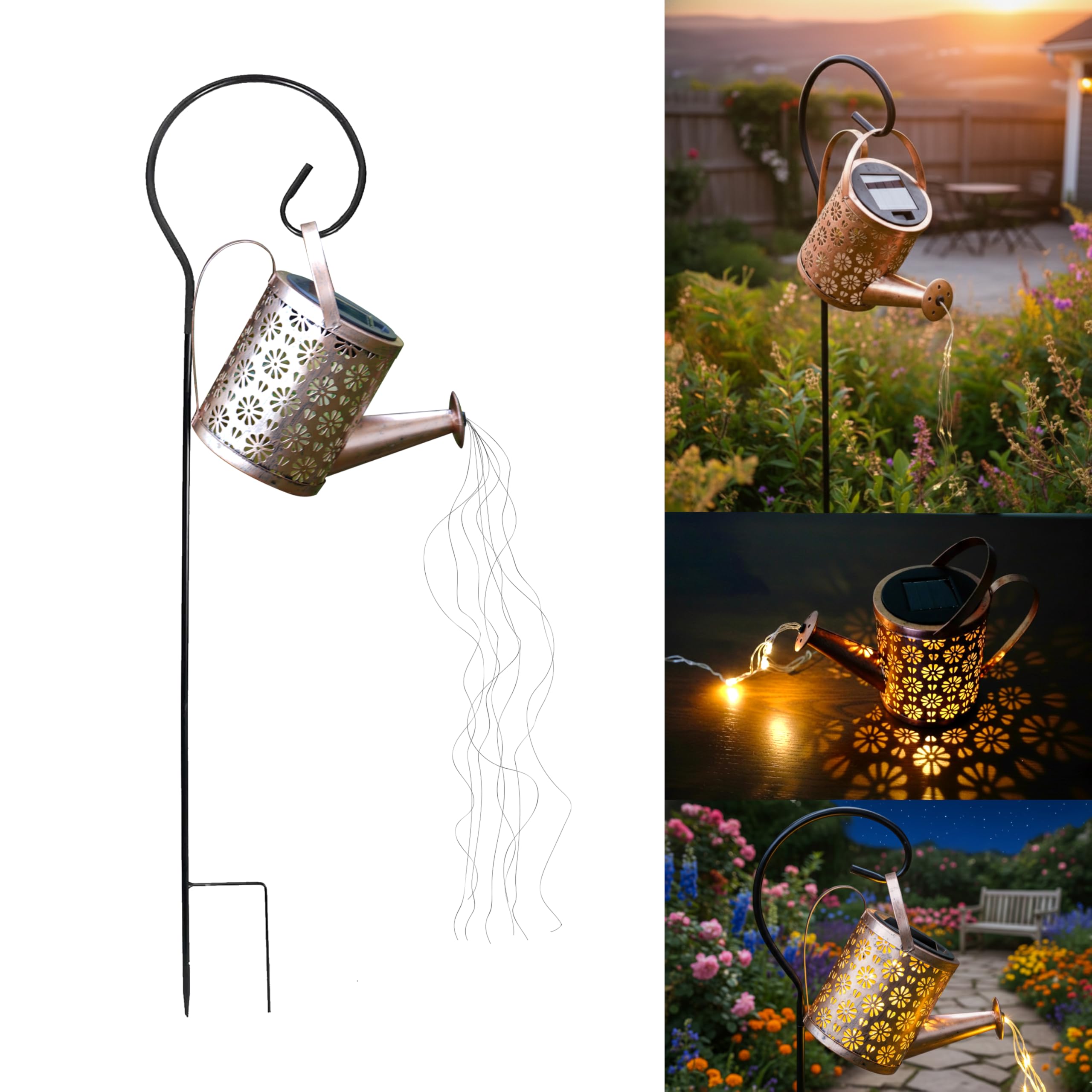 Homehop Solar Light Outdoor Garden Decor Watering Can Hanging Waterproof LED Decorative Kettle Shower String Lamp for Table Yard Pathway Gardening Gifts-image-34