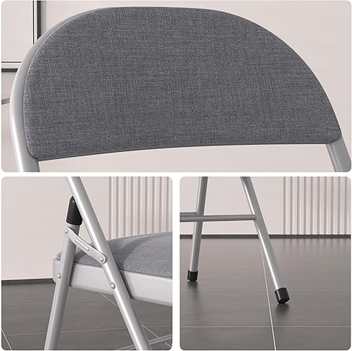 Miniatura 5 de VECELO Paquete de 4 sillas plegables acolchadas, asiento y respaldo acolchados cómodos con marco de acero, para oficina, interiores y exteriores,