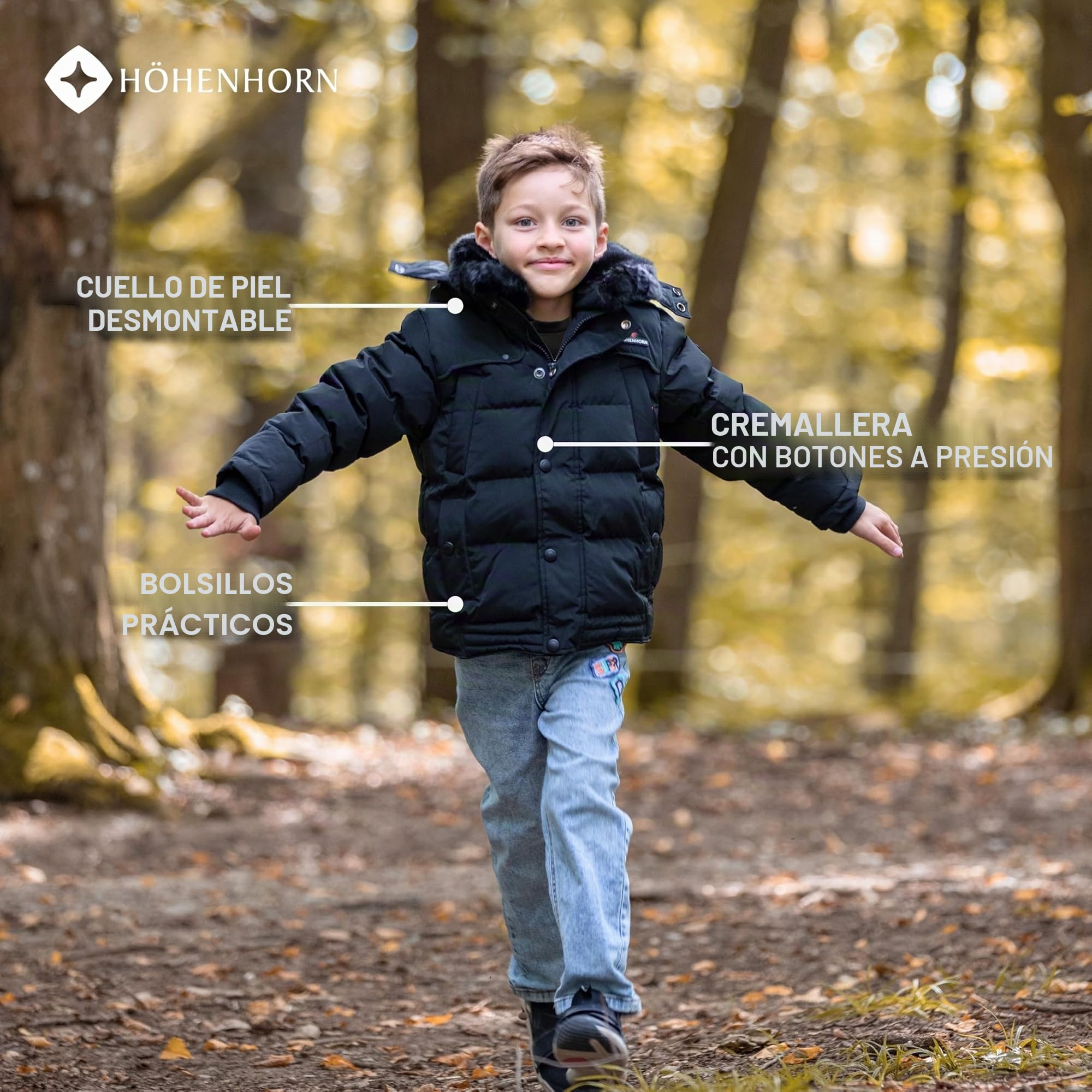 Höhenhorn Bergoo Chaqueta de invierno para niños, chaqueta acolchada para niño, forrada