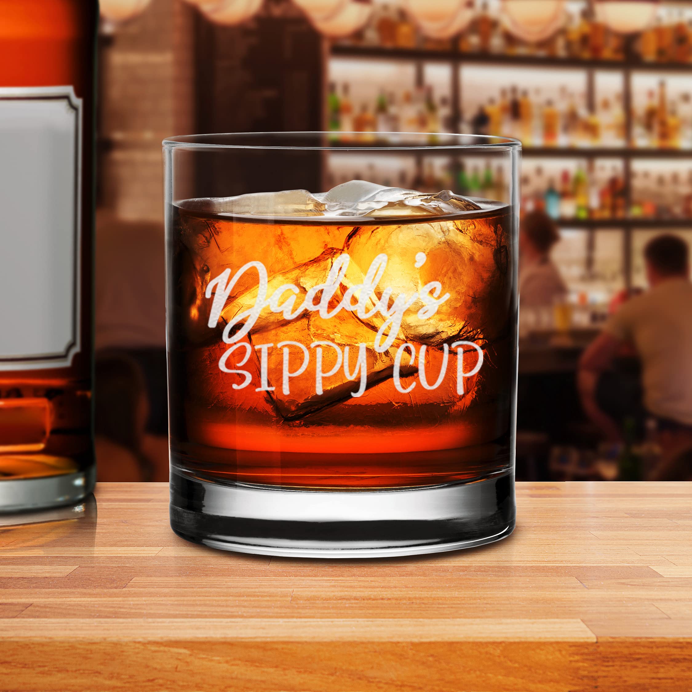 Daddy's Sippy Cup Old Fashion Rocks Glass Funny New Dad Gifts Birthday Fathers Day Gift
