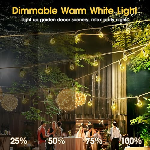 Miniatura 5 de Tira de luces para exteriores, luces de patio de 32.8 pies con 20 bombillas inastillables, cuerda de cáñamo vintage, 8 modos de enchufe y control