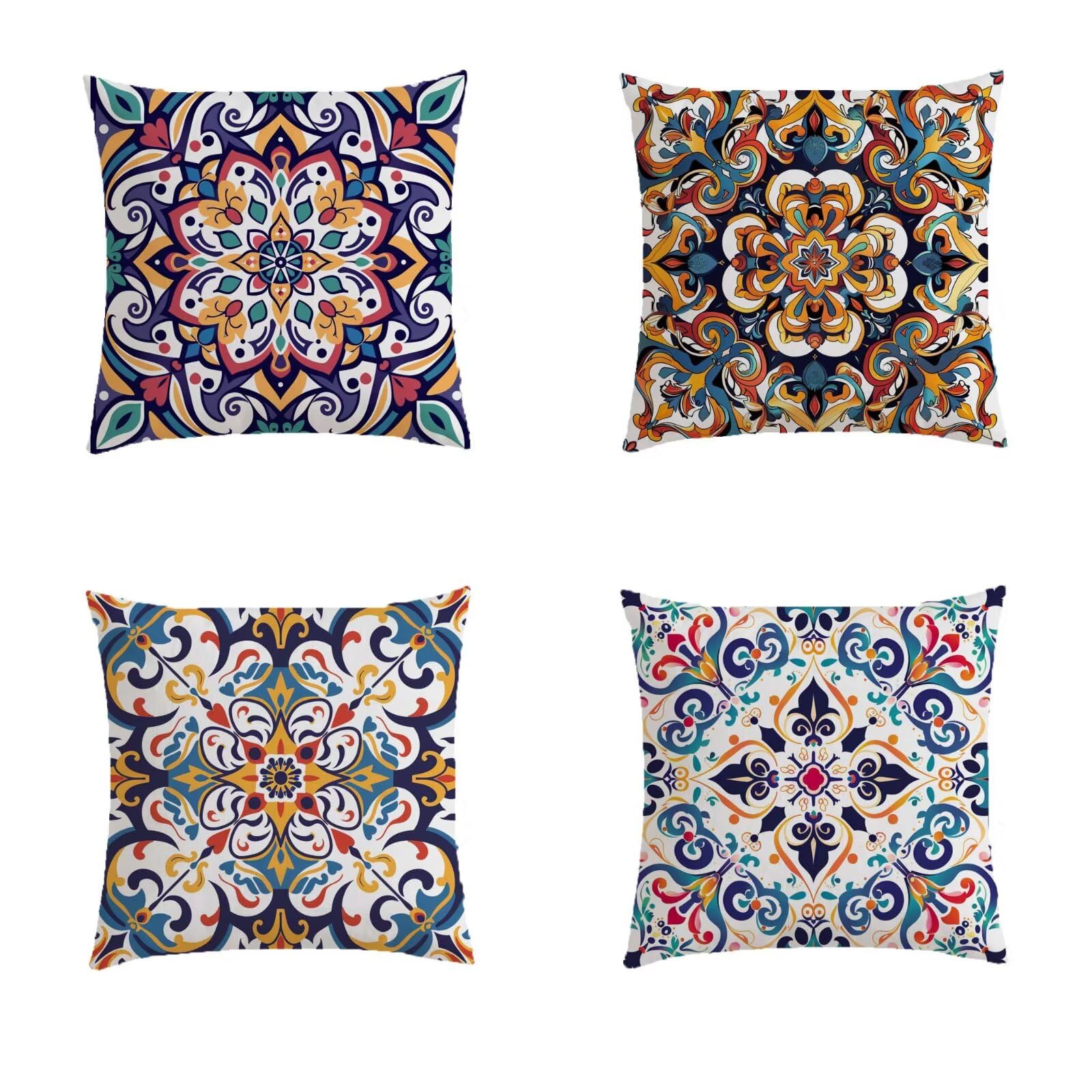 Housse coussin 80x80cm imperméable et déperlante bleu marine lot de 4