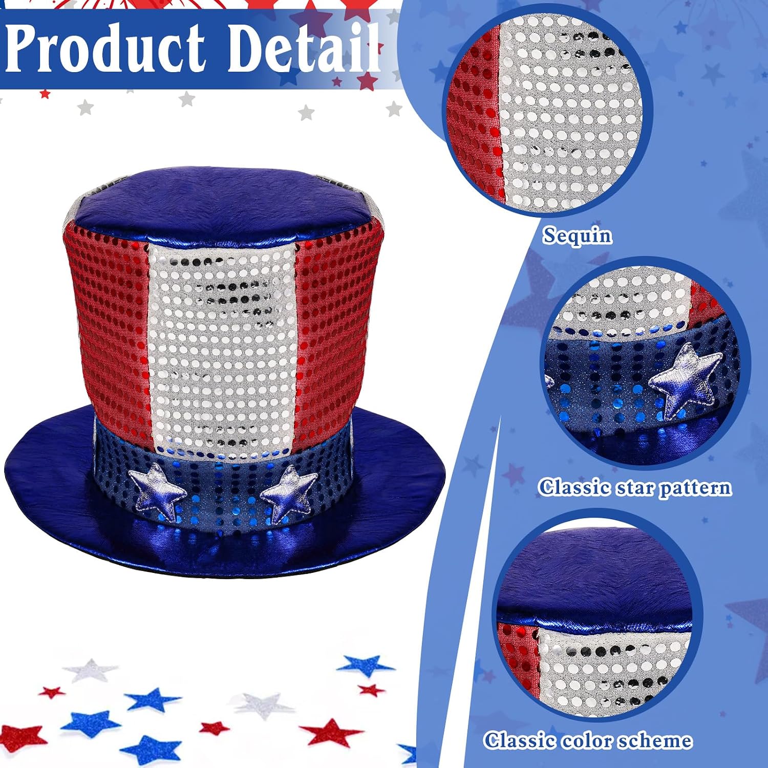 4th of July Outfits for Men, Uncle Sam Costume with 4th of July Hats Necklaces Stickers Bow Goats Beard Patriotic Sunglasses