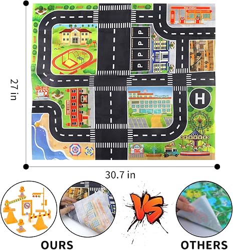 Miniatura 8 de Juguetes para niños de 1, 2, 3, 4, 5 años, 6 en 1, camiones de construcción con tapete de juego, juguetes de automóvil para niños pequeños, camiones