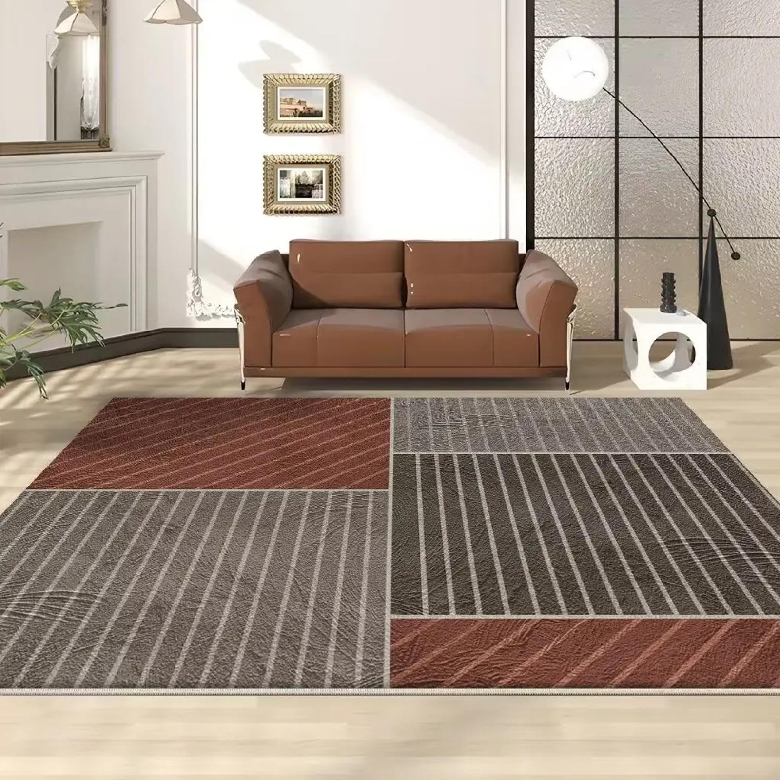 Tapis géométriques pour salon et canapé créant un coin cocooning