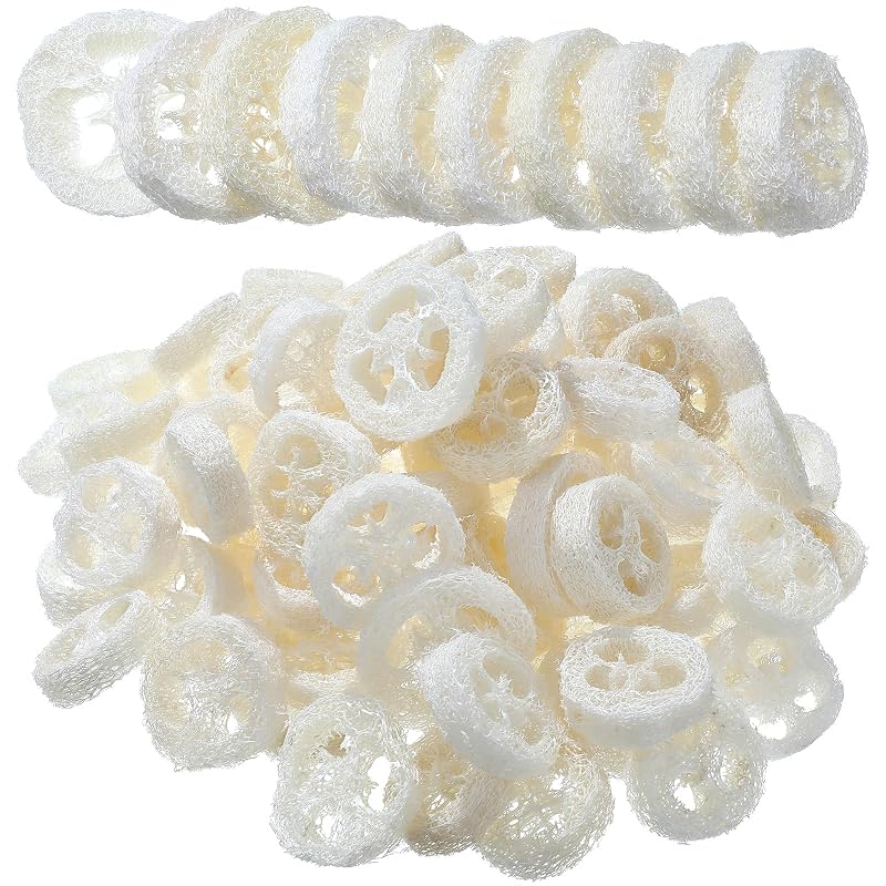 Bokon Buchas de Luffa Natural Pré-Cortadas para Sabonete, 120 Unidades