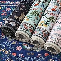 Vista 8 de Rugcomf Alfombra de pasillo lavable para cocina 2'6''x8' Alfombra de pasillo para entrada interior floral antideslizante alfombra suave para Azul