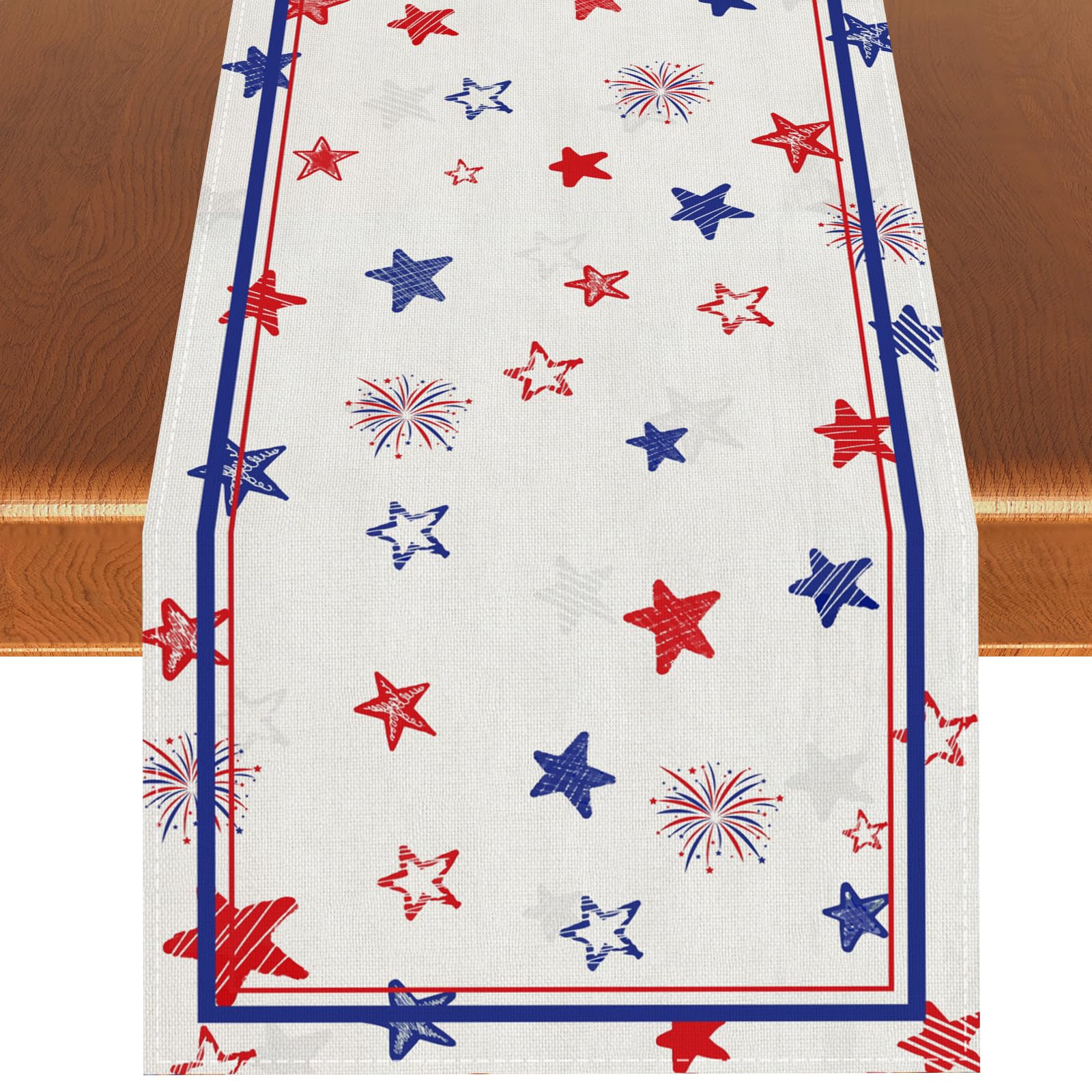 Red White and Blue Patriotic Stars Table Runner 72 Inches Long 4th of July Memorial Day Veterans Day Patriotic Decorations and Supplies for Home