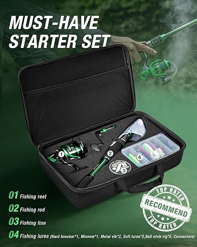 Miniatura 5 de Ghosthorn Combo de caña de pescar y carrete de grafito telescópico Kit de viaje portátil con bolsa de transporte para agua dulce y salada