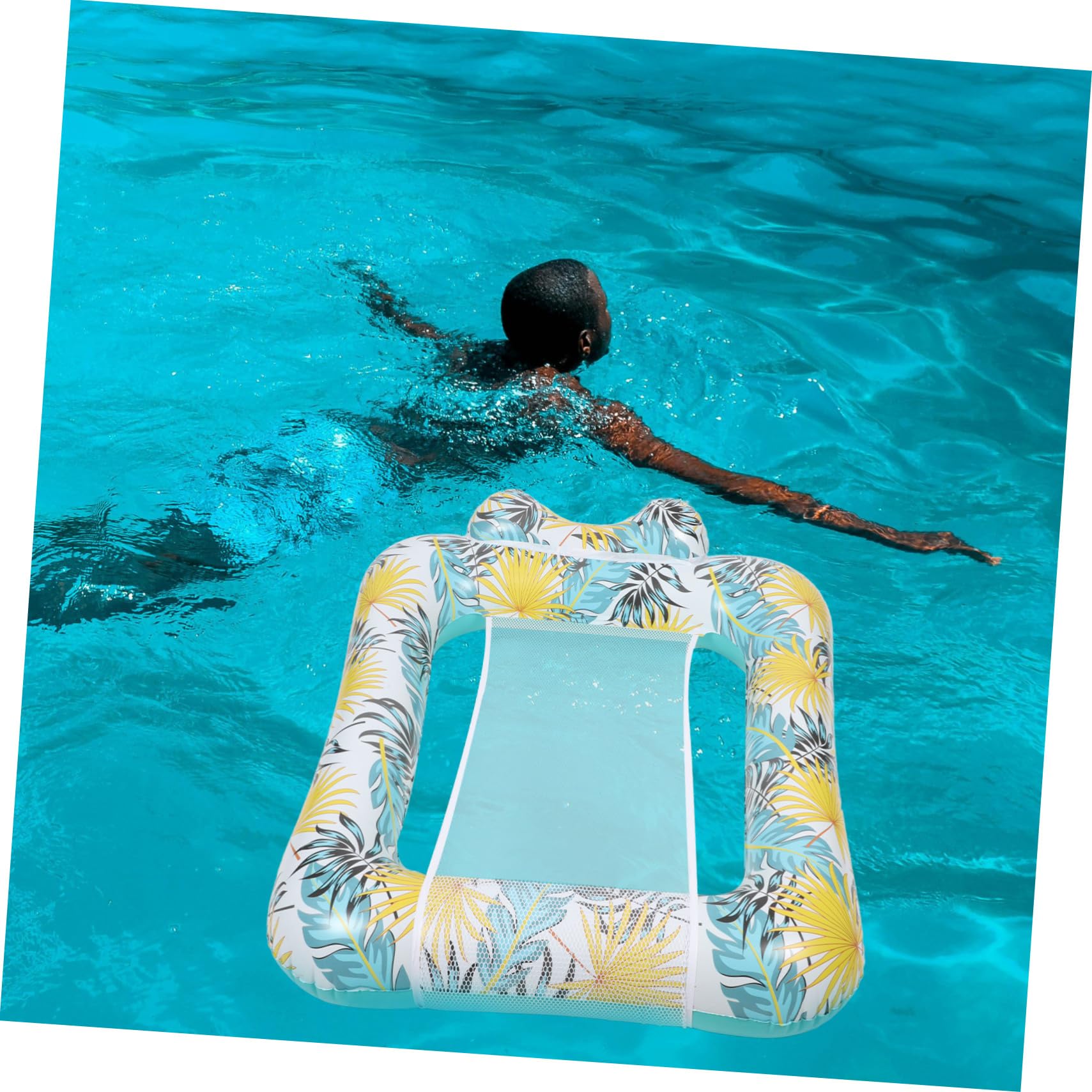 ifundom Poltrona Gonfiabile per Piscina in Pvc Rete Confortevole, Facile da Gonfiare e Sgonfiare, per Prendere Sole Durante le Vacanze