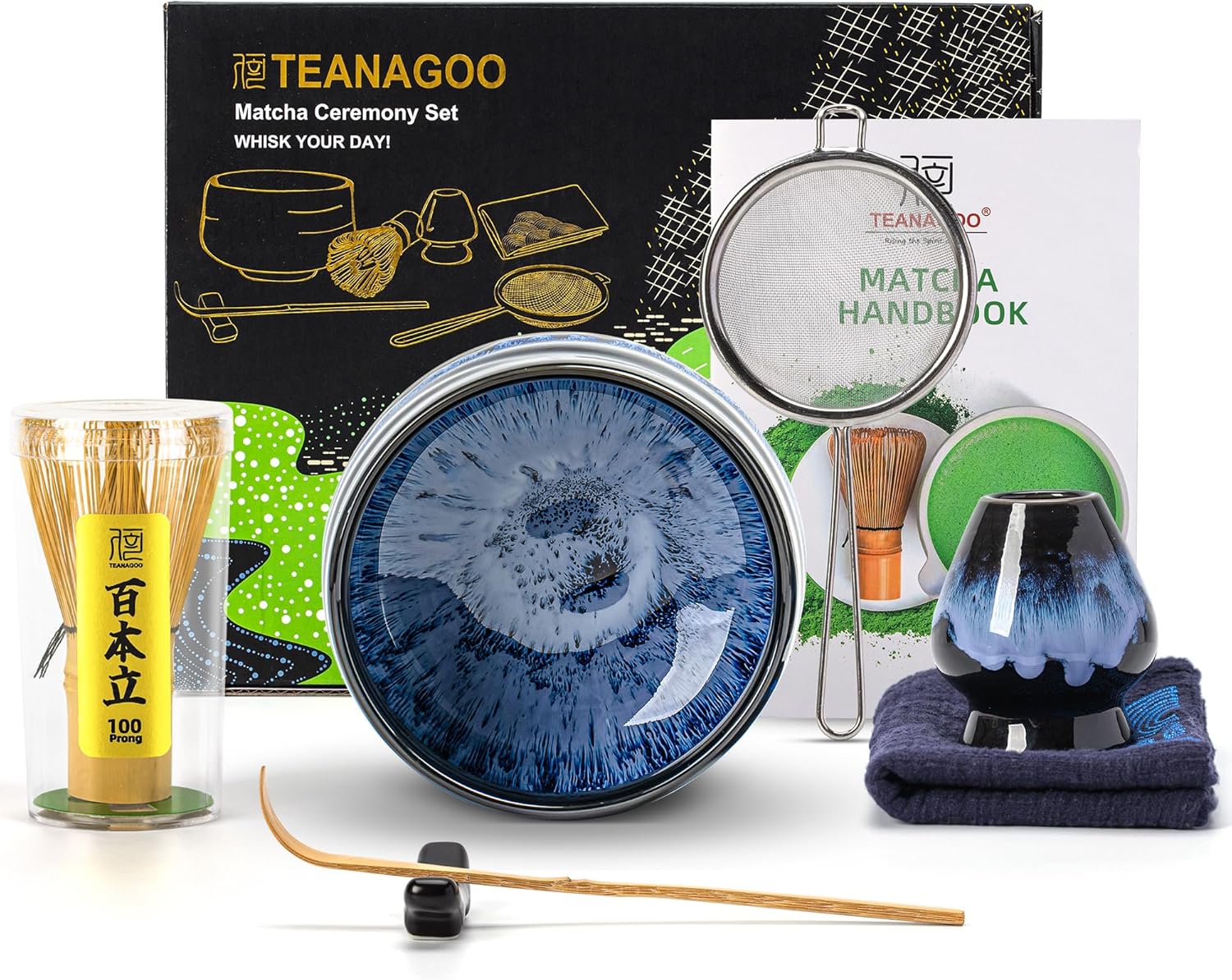 TEANAGOO 7-Pcs Matcha Whisk Set with Bowl & Accessories