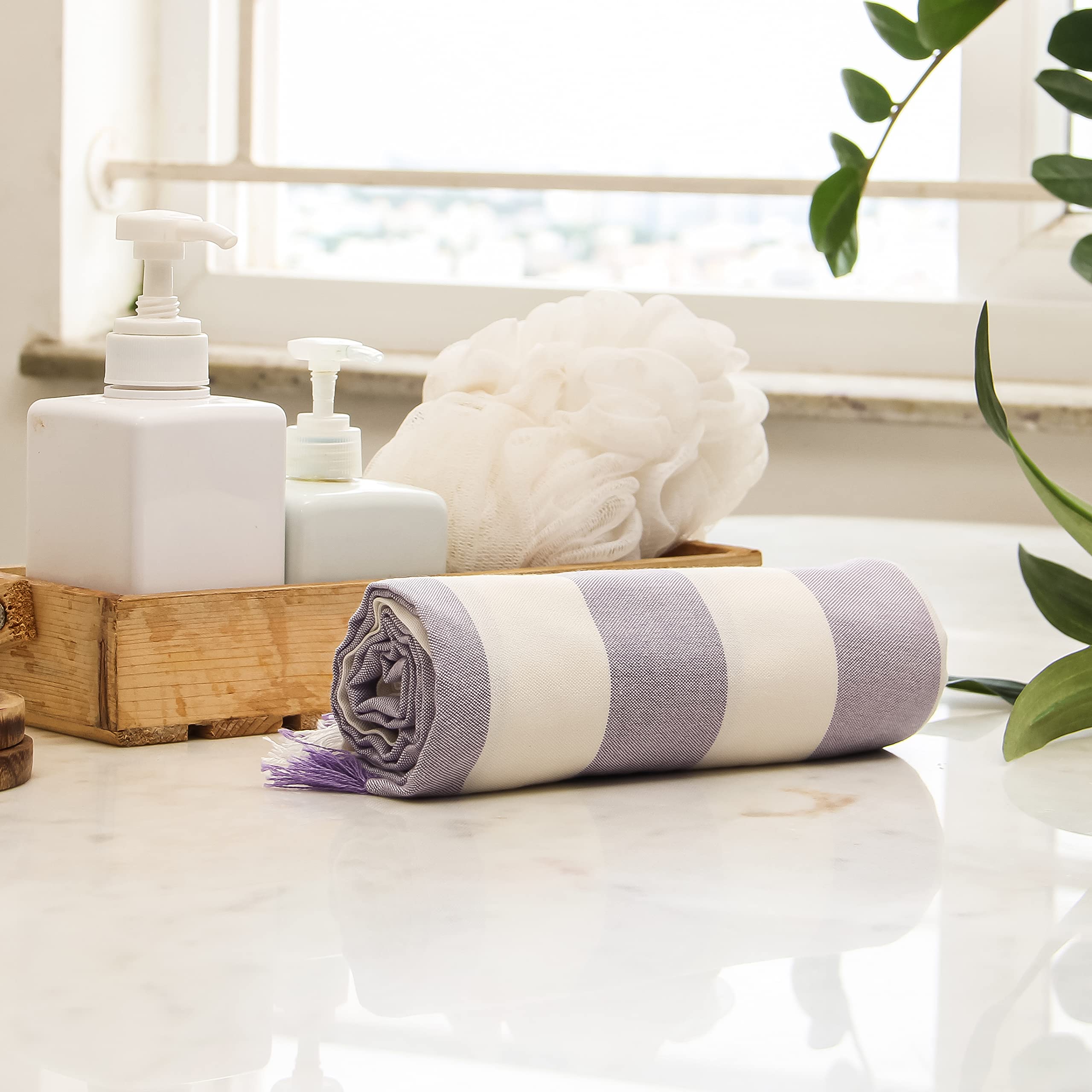 Velve Quick Dry Bath Towel For Travel|Light Weight&Compact|100% Bamboo|Dyed With Certified Non-Toxic Color|Ultra Soft,Absorbent,Skin Friendly Towel For Bath,Travel,Yoga,Gym|Lavender,250 TC