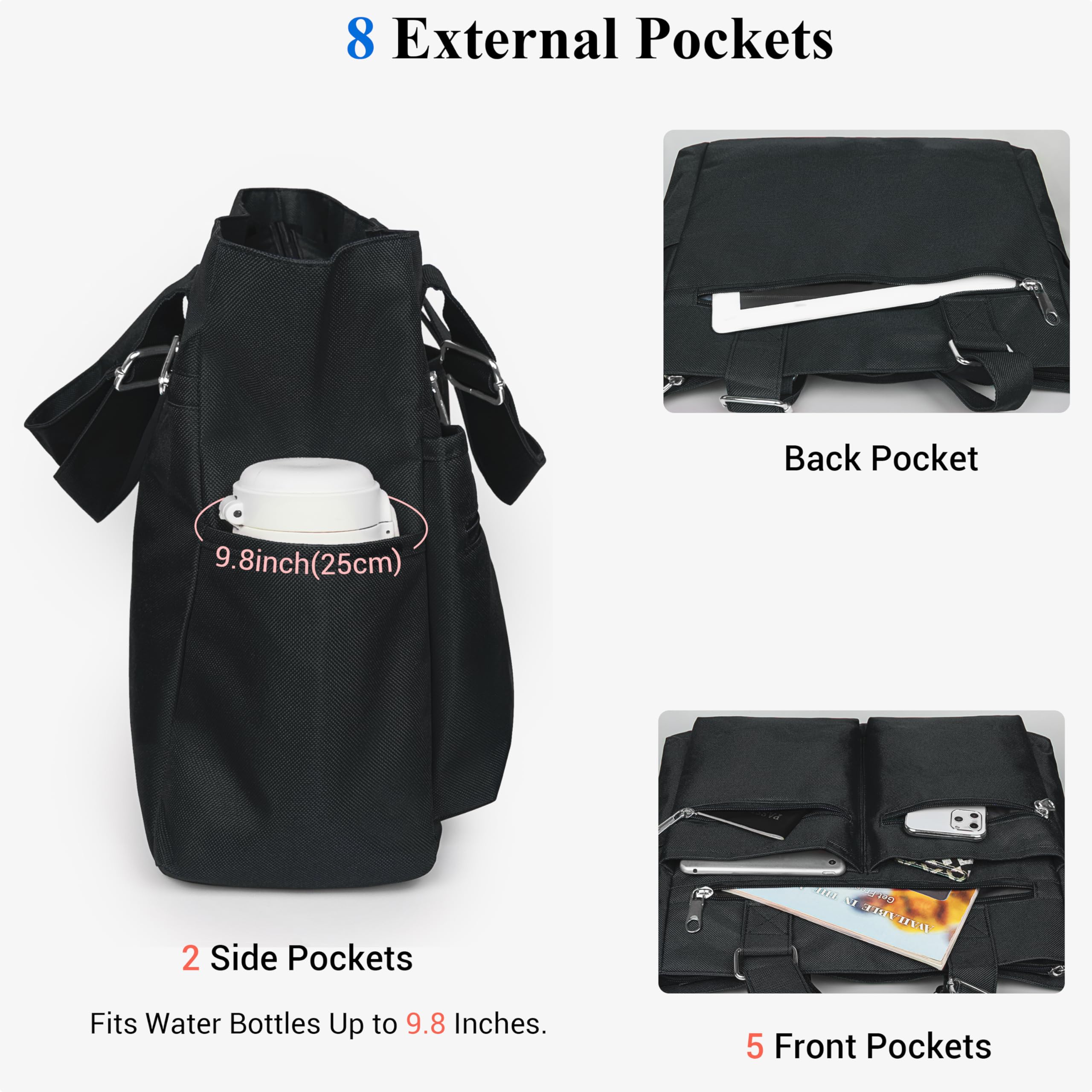 VOLGANIK ROCK Sac à bandoulière pour femme, imperméable, sac de travail léger et sac à main fourre-tout de voyage en nylon Oxford grande capacité