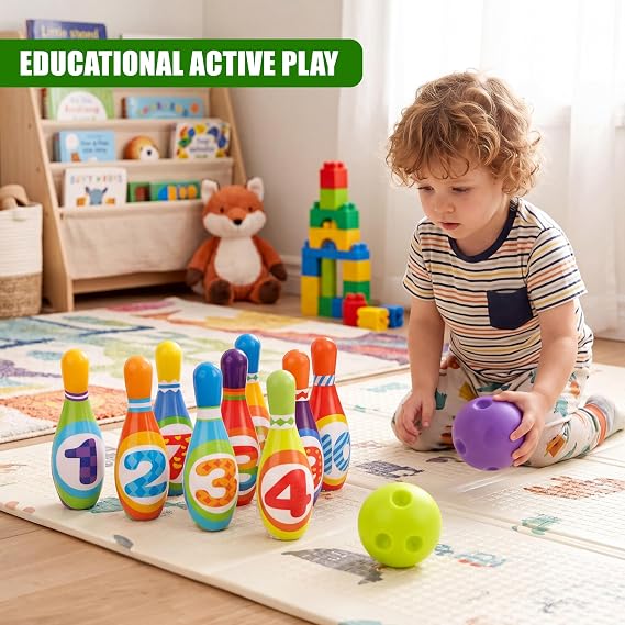 The Magic Toy Shop Kids Bowling Set for Indoor & Outdoor Skittles Game