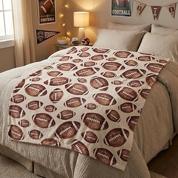 Horaldaily Football Beige Flannel Throw Blanket 50x60