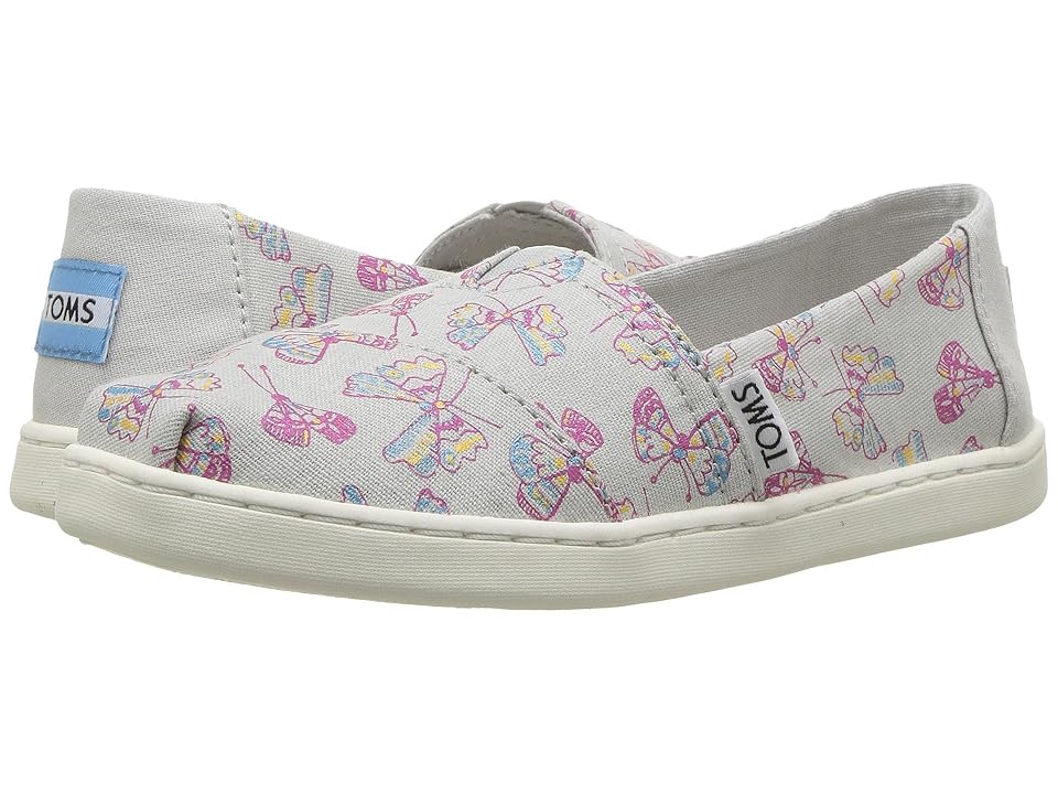 

TOMS Kids Alpargata (Little Kid/Big Kid) (Glacier Grey Metallic Butterflies) Girl's Shoes