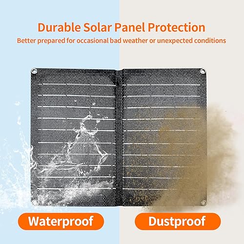 Miniatura 4 de Panel solar plegable, cargador solar portátil de 10 W con salidas USB duales, paneles solares de alta eficiencia de conversión, controlador solar