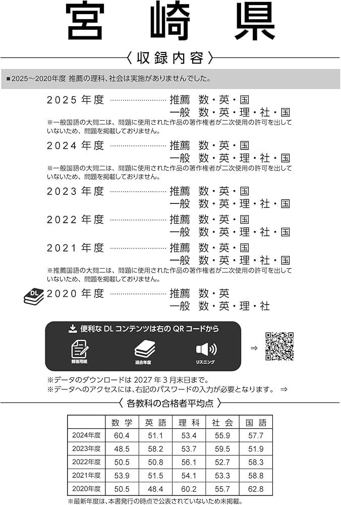 埼玉大学工学部　入学試験過去問　18年分！！ 最新版 ＞ 宮崎県公立高校 2026年度版 【 過去問 5+1年分 】 宮崎県立
