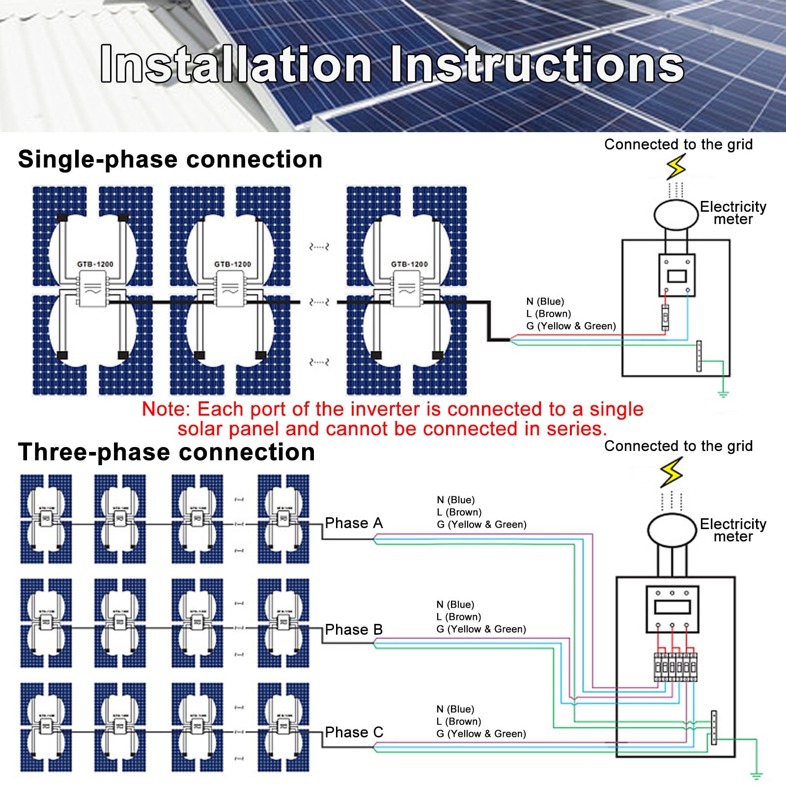 Inversor Solar Mppt De 2000 W, 2400 W Y 2800 W, CC 24 V-60 V A Ca 120/230 V, Conectado A La Red 2000W-Grey