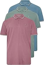 BadRhino Big & Tall 3 Pack Core Essential Everyday Tee Classic Collar Short Sleeve Polo Shirt Top - Men's Golf Longer Length 100% Cotton Multipack - M to 8XL Blue