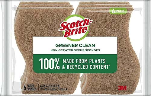 Scotch-Brite Greener Clean - Esponjas naturales para limpiar la cocina el baño y el hogar esponjas antiarañazos seguras para utensilios de cocina