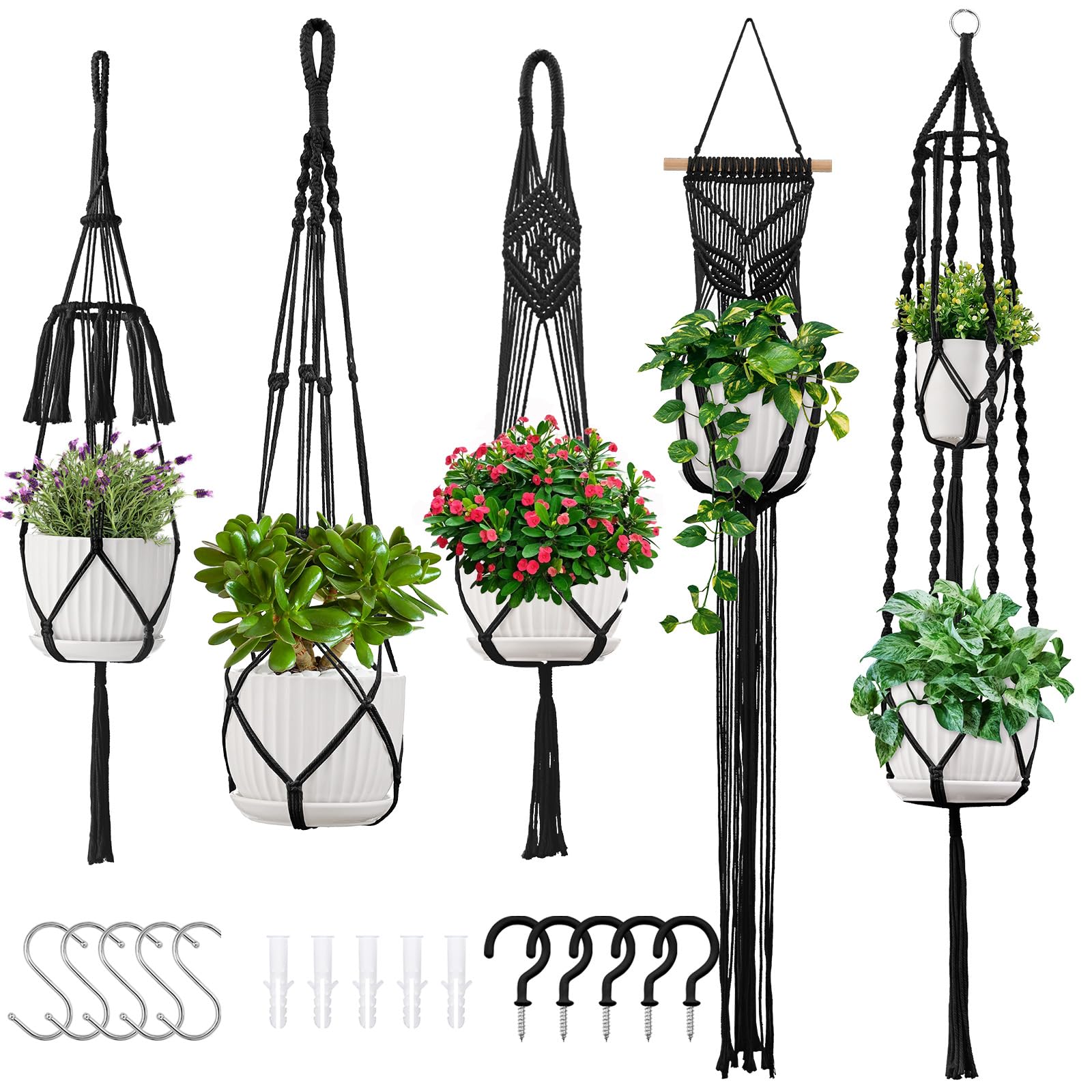 TAOZIM Macrame Plant Hangers 5 Pack