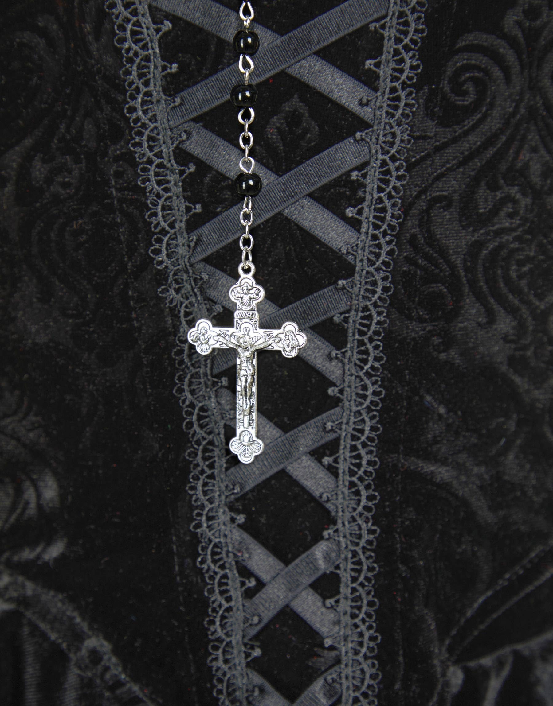 MEOWCOS Corset Top Skirt Set Gothic Halloween Casual Party Dress Lace-up Top Skirt with Net Stockings and Sleeves